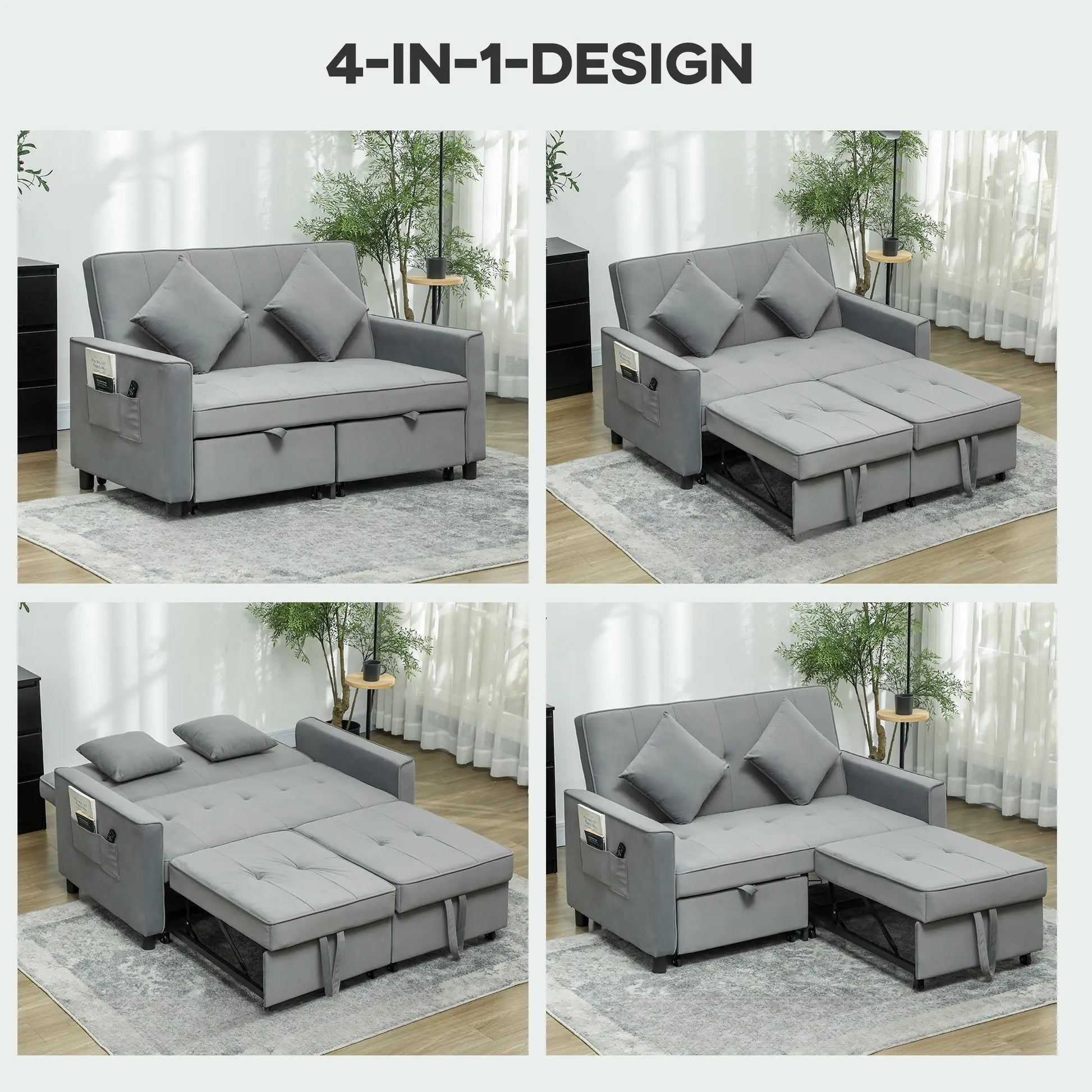 Nancy's Castelrotto Slaapbank - Logeerbank - Grijs - Fluweel