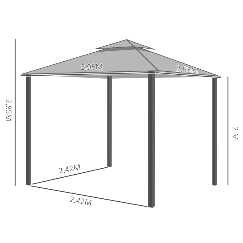 Nancy's Petersfield Paviljoen - Partytent - Tuinpaviljoen - Grijs -  ± 300 x 300 cm