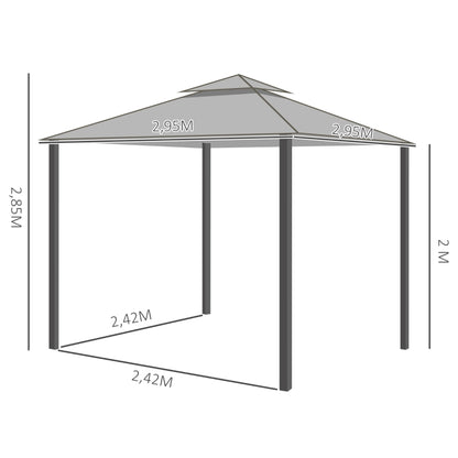 Nancy's Petersfield Paviljoen - Partytent - Tuinpaviljoen - Grijs - ± 300 x 300 cm