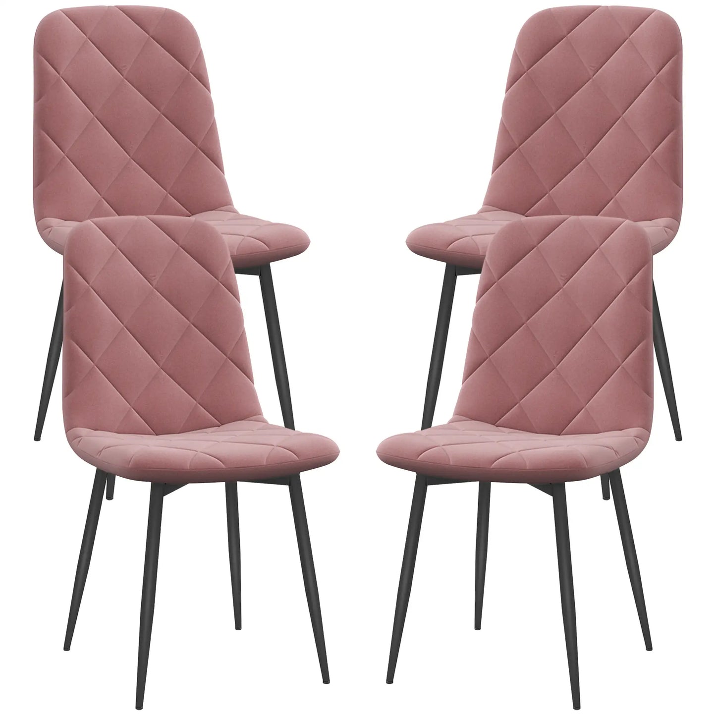 Nancy's Loreo Eetkamerstoelen - Set van 4 - Roze - Fluweel