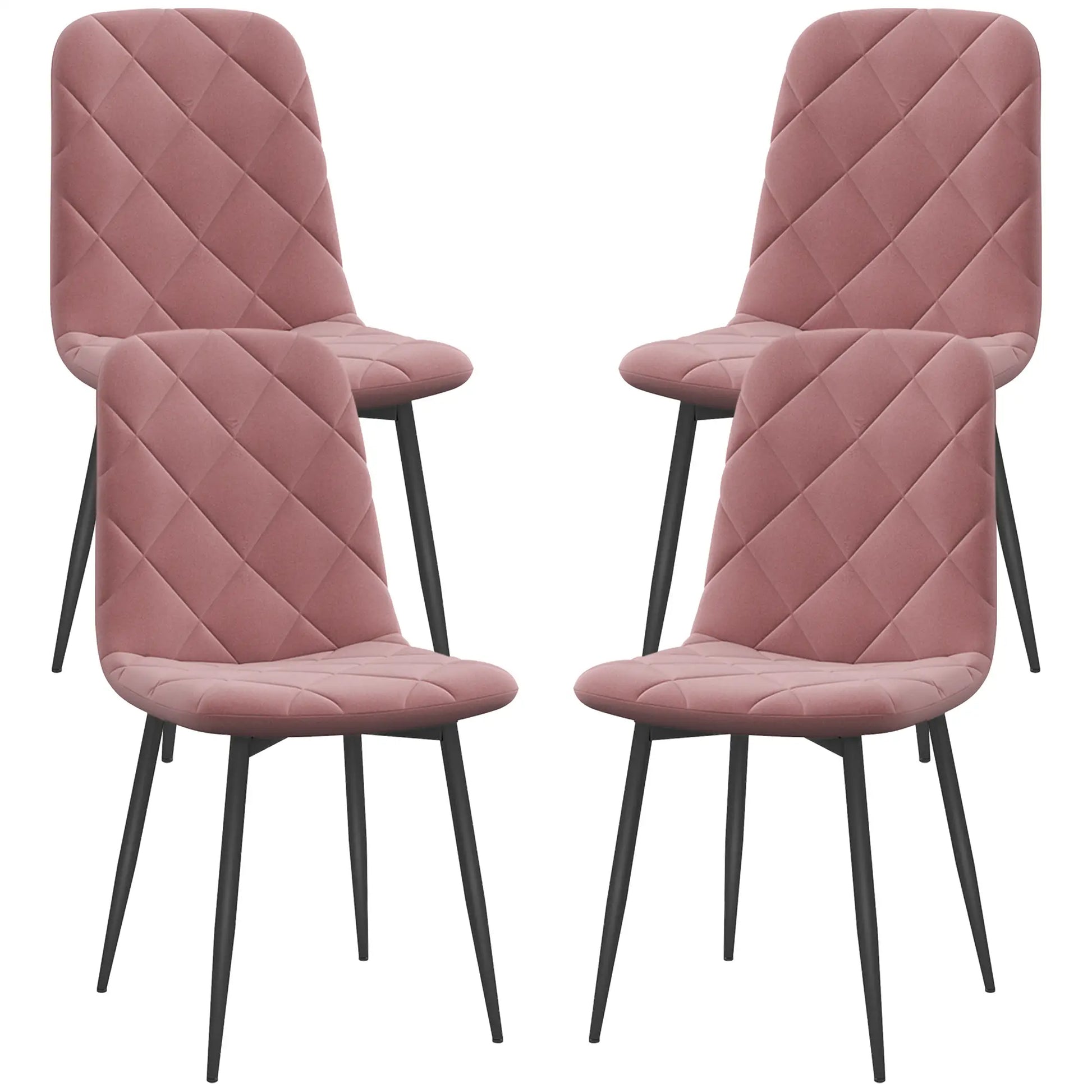 Nancy's Loreo Eetkamerstoelen - Set van 4 - Roze - Fluweel