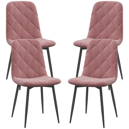 Nancy's Loreo Eetkamerstoelen - Set van 4 - Roze - Fluweel