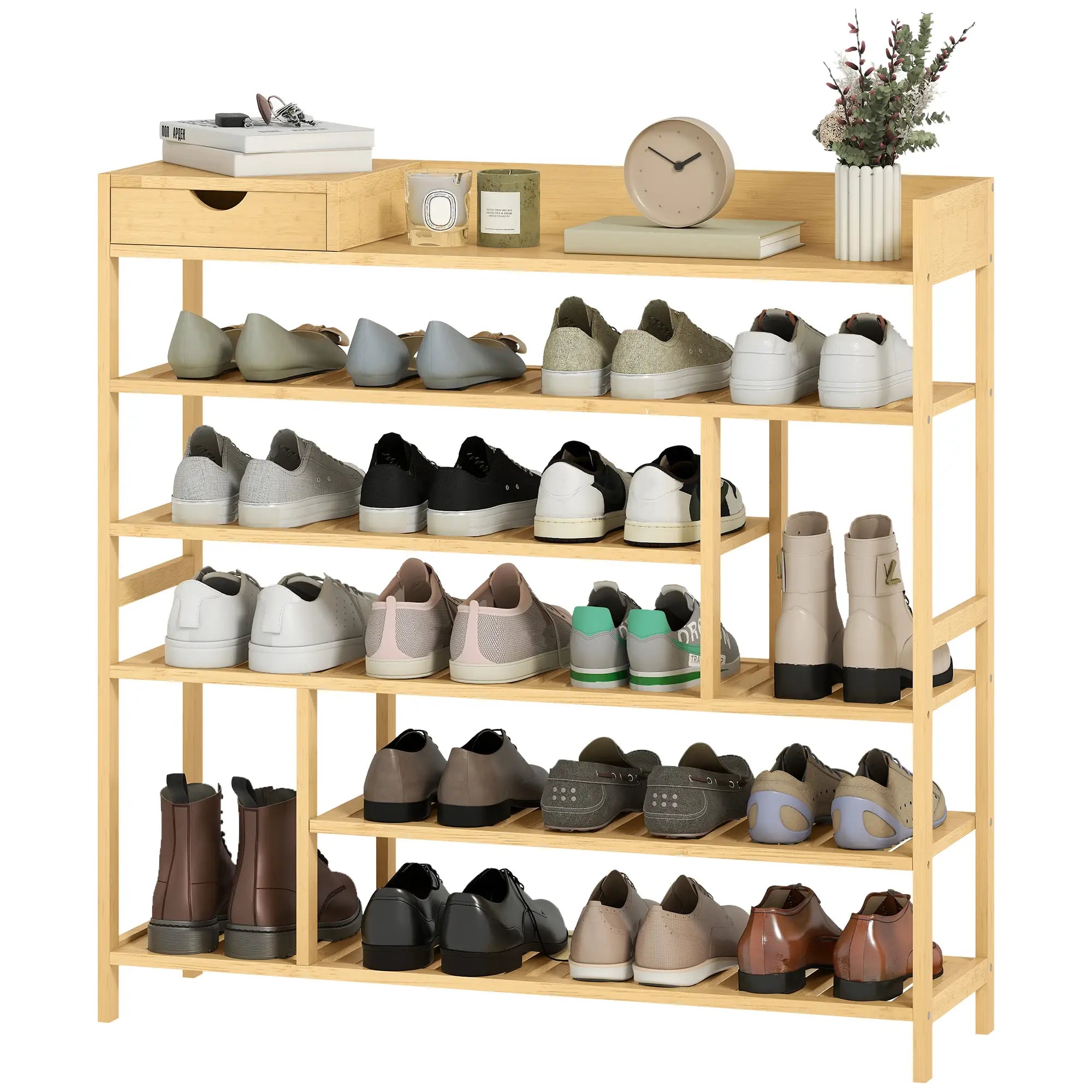 Nancy's Malesco Schoenenrek - Opbergrek voor schoenen - Natuurlijk - Bamboe - ± 100 x 30 x 100 cm