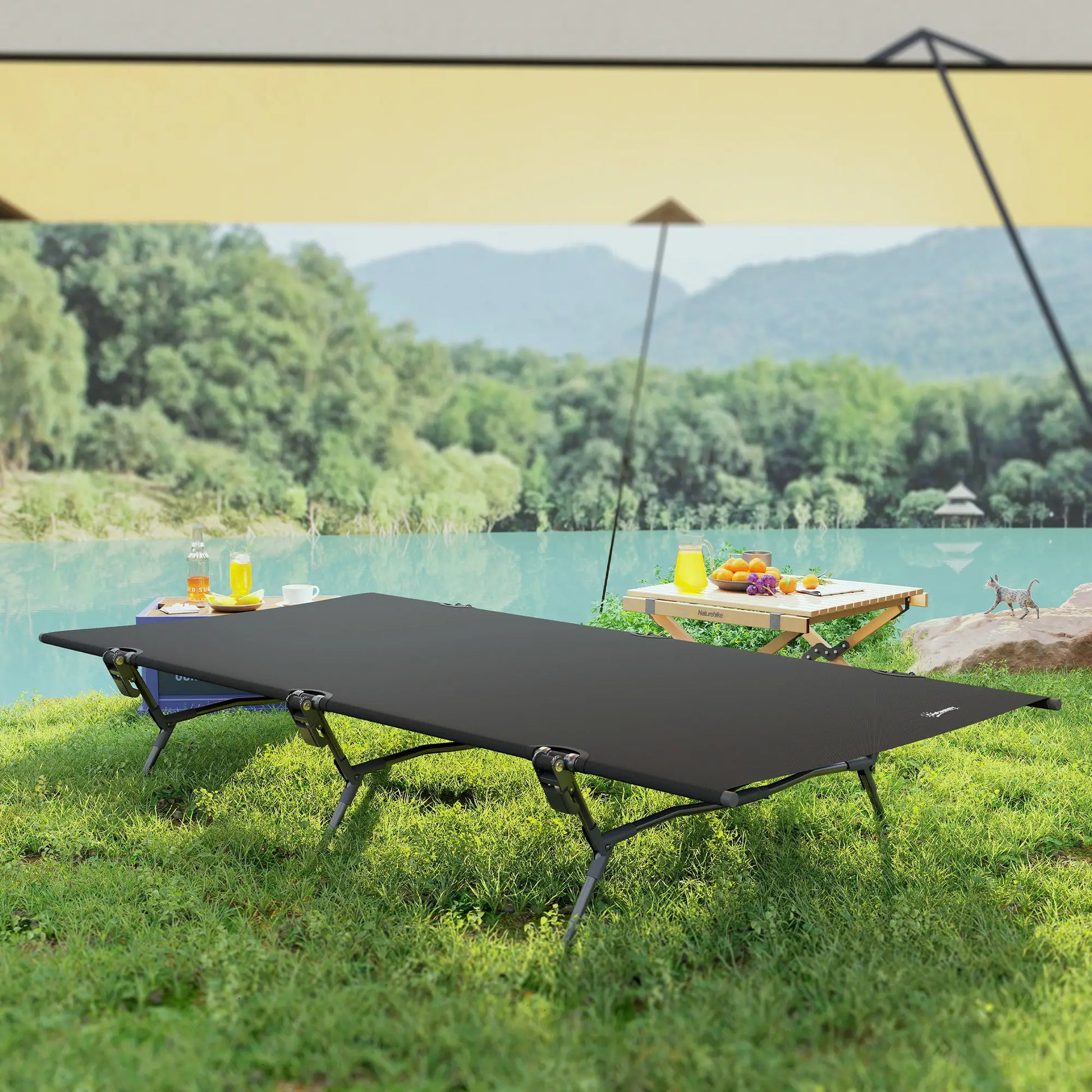 Nancy's Force Stretcher - Campingbed - Zwart - ± 200 x 100 x 35 cm
