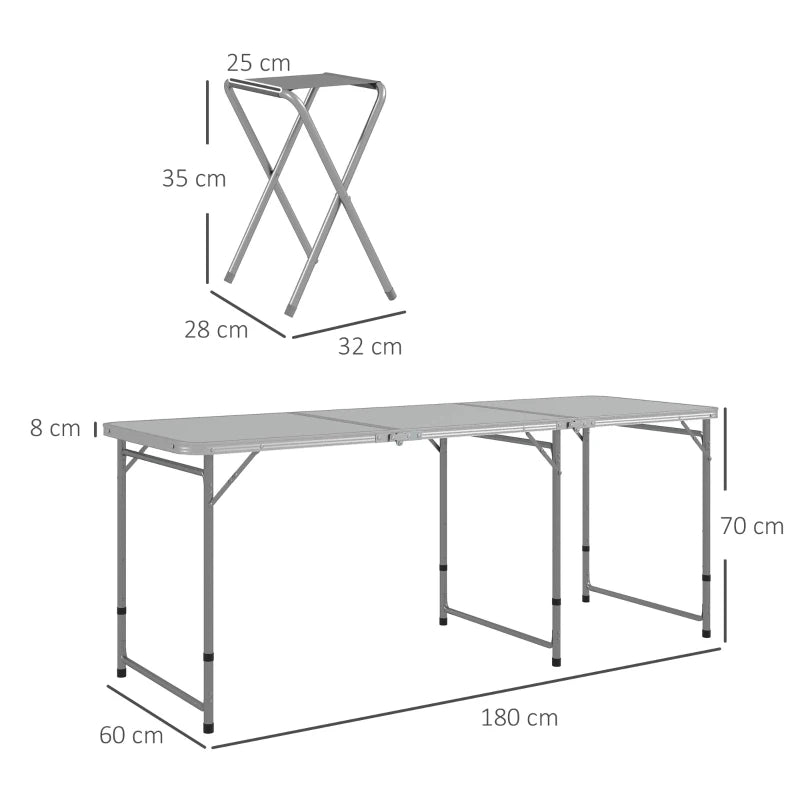 Nancy's Colos Picknicktafel - Campingtafel - Opvouwbaar - 6 Personen - Grijs