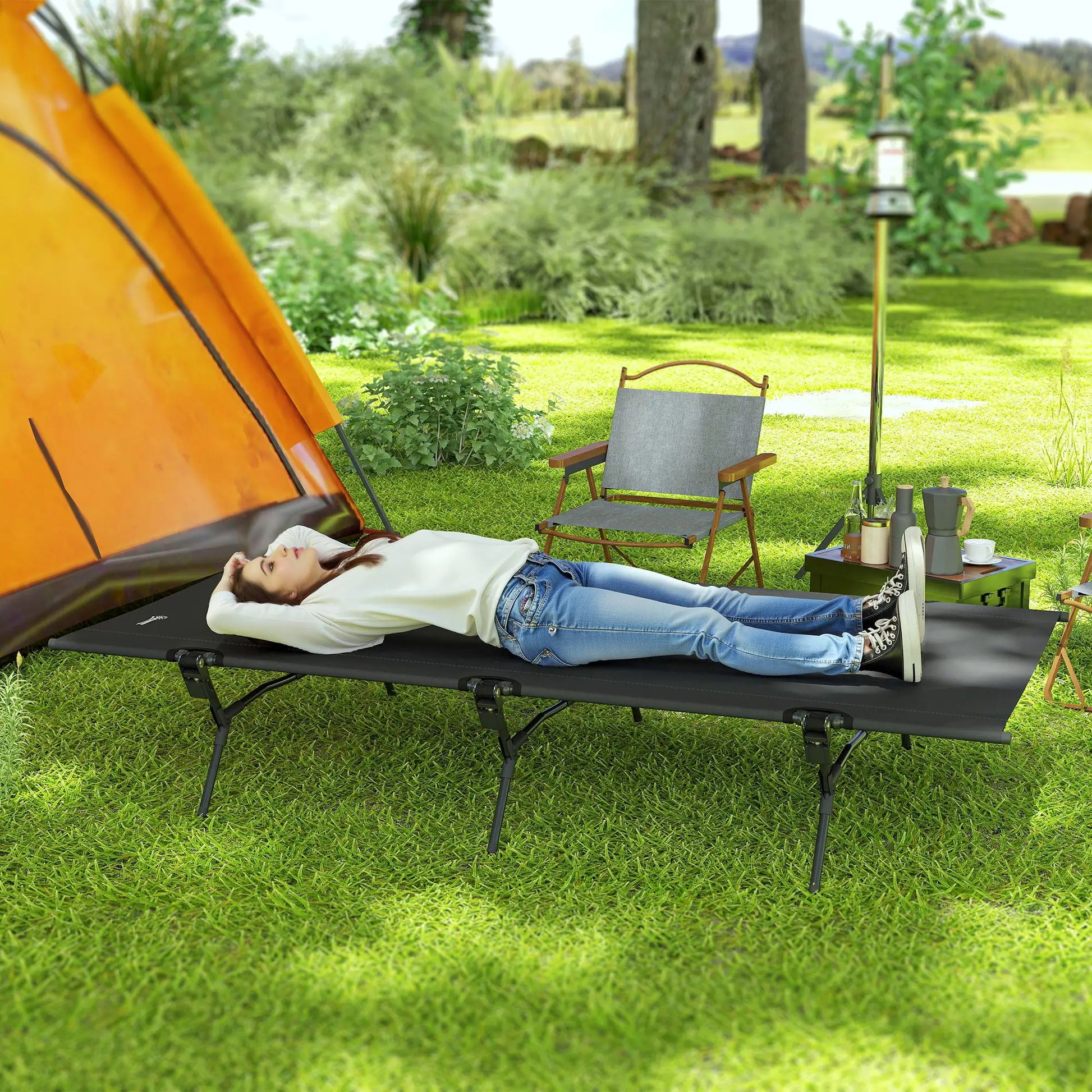 Nancy's Force Stretcher - Campingbed - Zwart - ± 200 x 100 x 35 cm