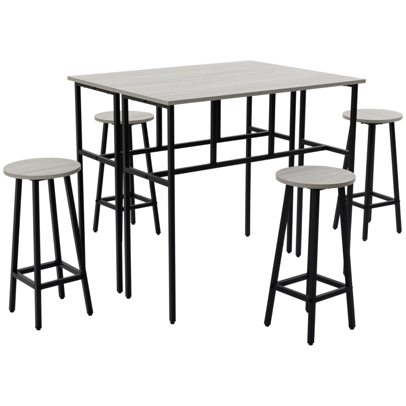 Nancy's Leeds Bar table set in industrial design, 6 pieces, 2 tables and 4 bar stools