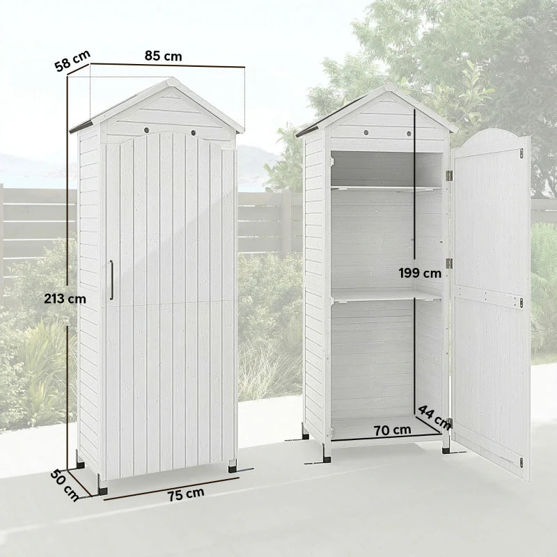 Nancy's Sale Tuinkast - Tuinschuur - Opbergkast voor buiten - Wit - Dennenhout - ± 85 x 60 x 215 cm
