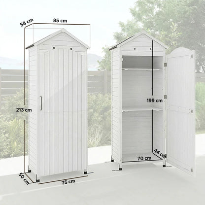 Nancy's Sale Tuinkast - Tuinschuur - Opbergkast voor buiten - Wit - Dennenhout - ± 85 x 60 x 215 cm