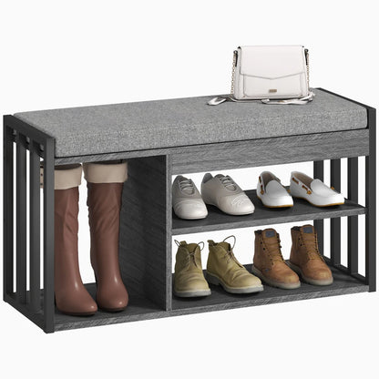 Nancy's Onore Schoenenbank - Schoenenrek - Opbergbank - Grijs - ± 85 x 30 x 45 cm