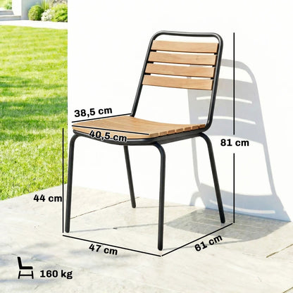 Nancy's Siusi Tuinstoelen - Set van 2 - Balkonstoelen - Terrasstoelen - Natuurlijk hout / zwart