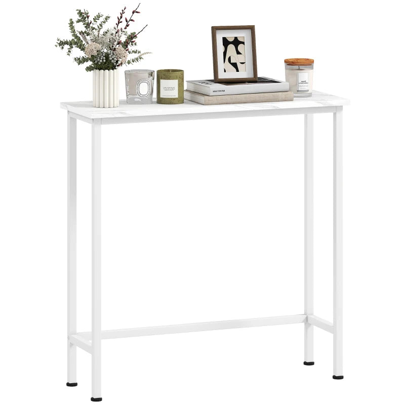 Nancy's Menaggio Sidetable - Consoletafel - Bijzettafel - Wit - Marmerlook - ± 75 x 25 x 75 cm