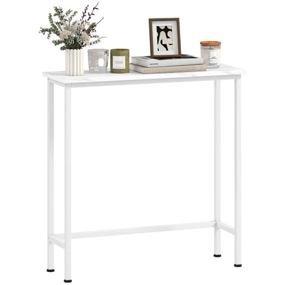 Nancy's Menaggio Sidetable - Consoletafel - Bijzettafel - Wit - Marmerlook - ± 75 x 25 x 75 cm