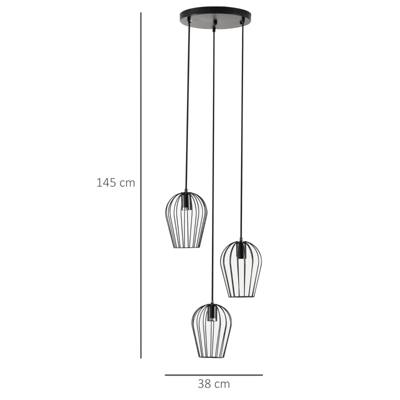 Nancy's Beltana Hanglamp, modern, geometrische hanglampen, kroonluchter, metaal, zwart Ø38 x 133H cm