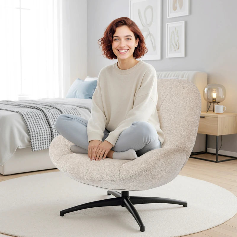 Nancy's Padola Draaifauteuil - Relaxfauteuil - Draaistoel - Crèmewit - Chenille