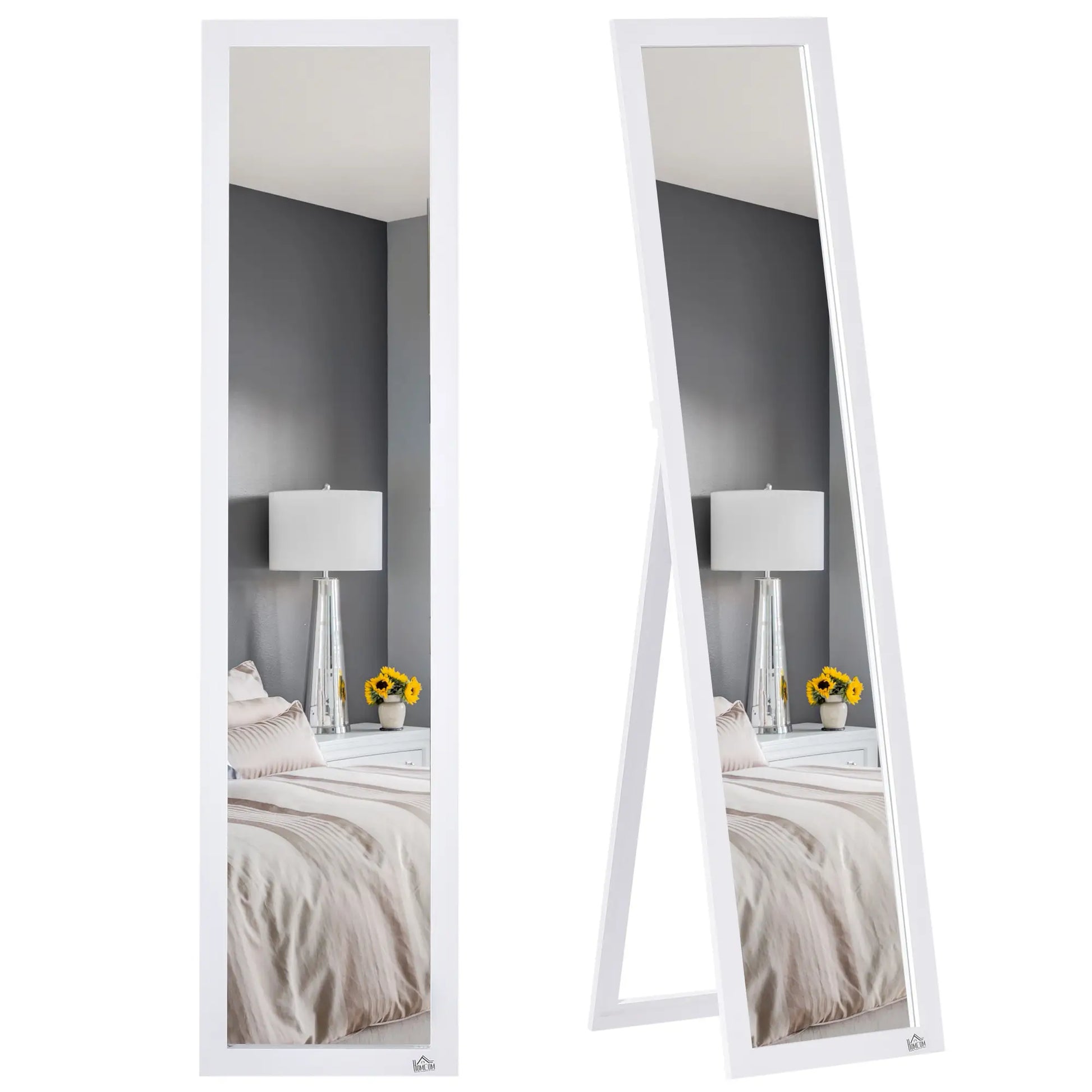 Nancy's Fortezza Staande Spiegel - Kledingspiegel - Wit - ± 35 x 35 x 155 cm