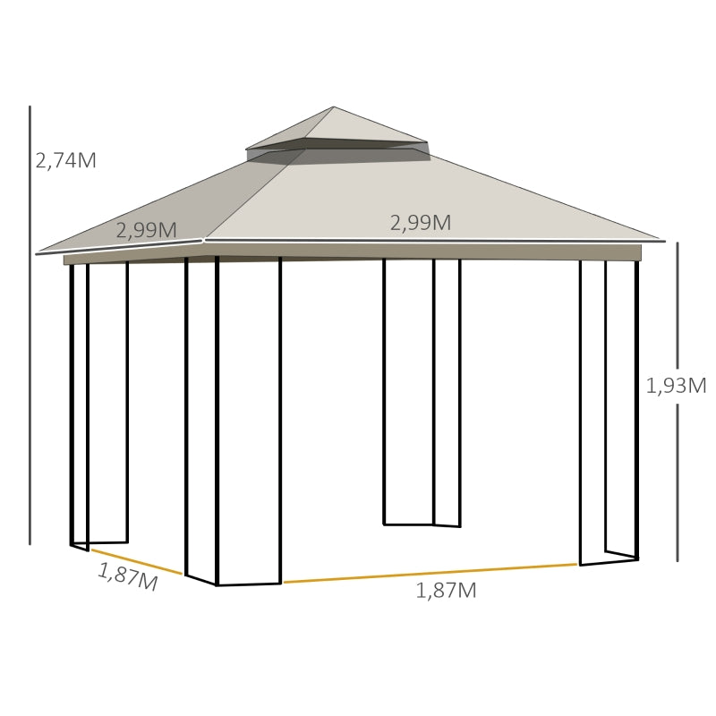 Nancy's Putjara Paviljoen - Party tent - Tuin Paviljoen - Beige - ± 300 x 300 cm