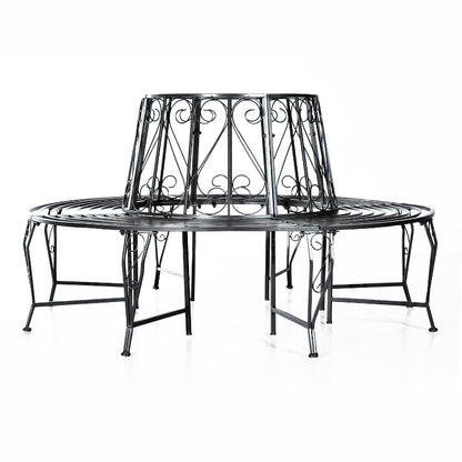 Banc de jardin rond Rumato de Nancy - Siège de jardin - Mobilier de jardin - Banc rond - Acier - Argent