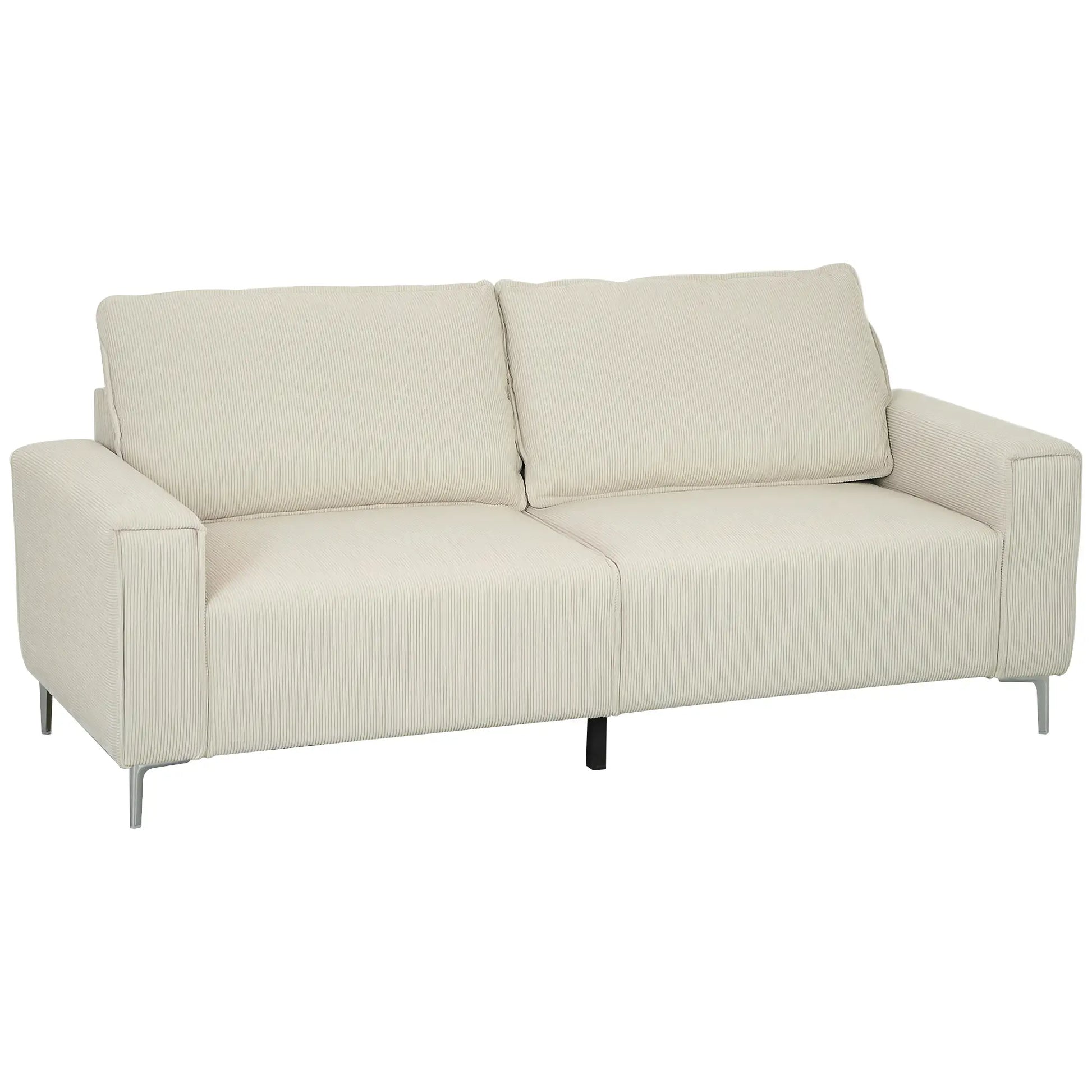 Nancy's Urra 3-Zitsbank - Zitbank - Crèmewit - Ribfluweel - ± 195 x 75 x 80 cm