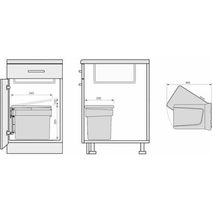 Poubelle encastrable 15 litres