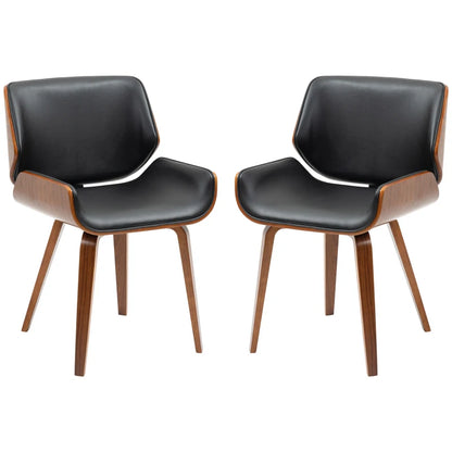 Nancy's Monterotondo Eetkamerstoelen - Set van 2 - Keukenstoelen - Retro - Zwart - Kunstleer / Hout