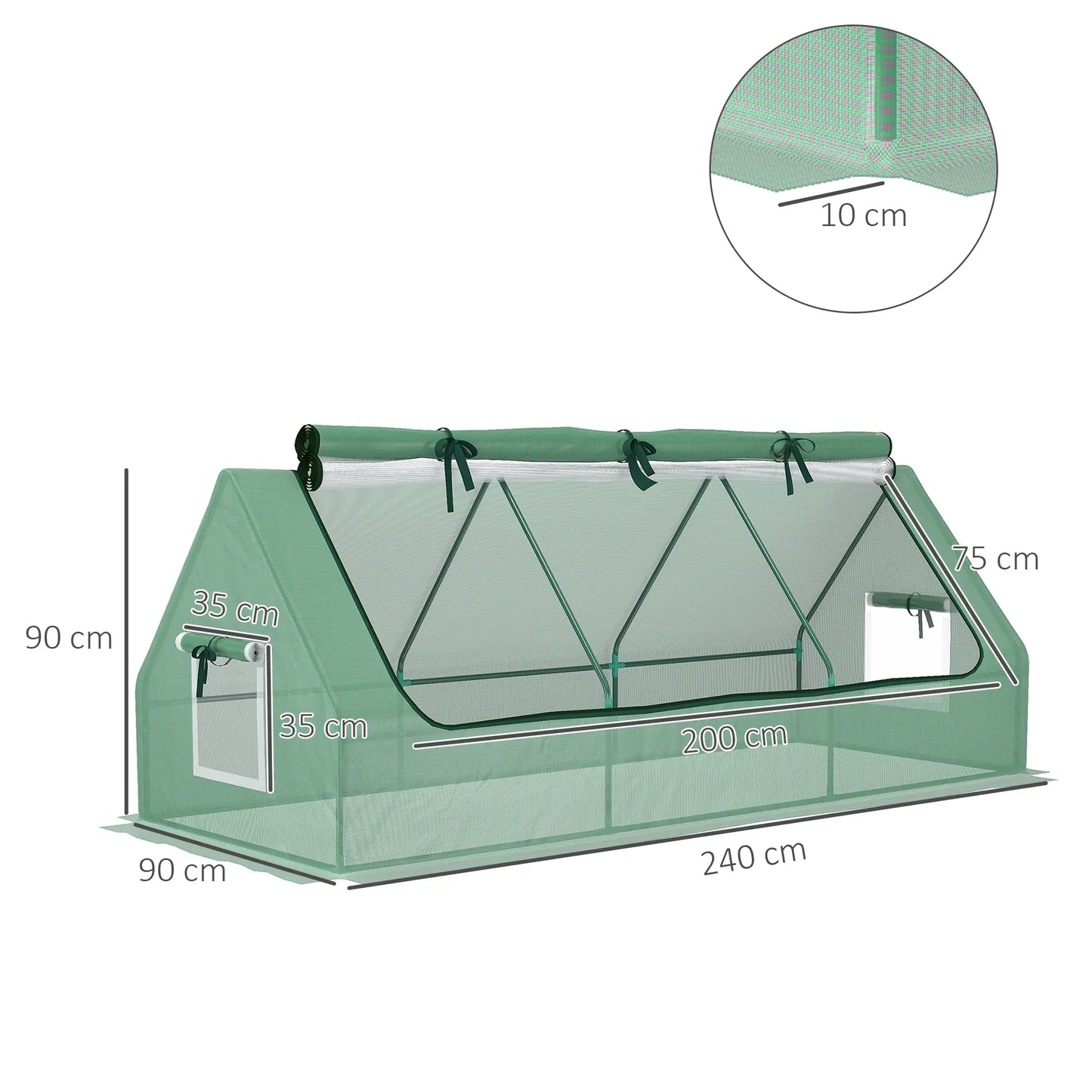Nancy's Campinho Kweekkas - Tuinkas - Plantenkas - Groen - 240 x 90 x 90 cm