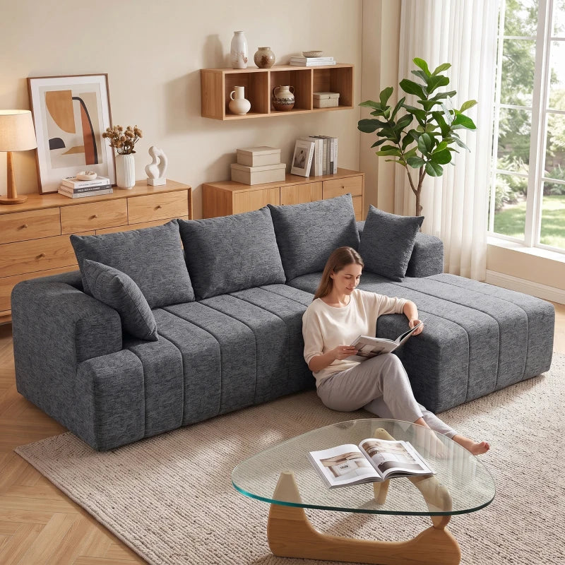 Nancy's Terlan Hoekbank - Slaapbank - Chaise Longue - Grijs - Chenille - ± 255 x 160 x 85 cm