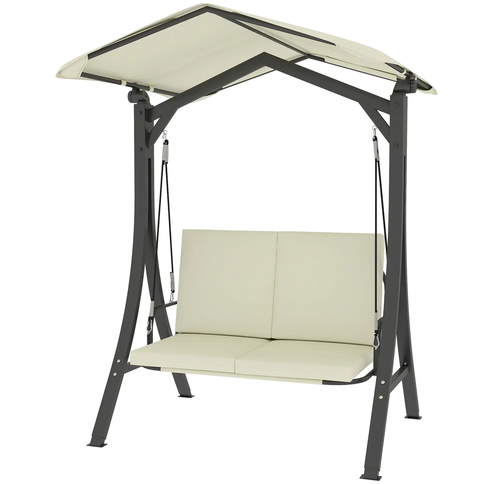 Nancy's Corchiano Schommelbank - Tuinschommel - Hollywood Schommel - Zwart / Crème - ± 150 x 120 x 180 cm