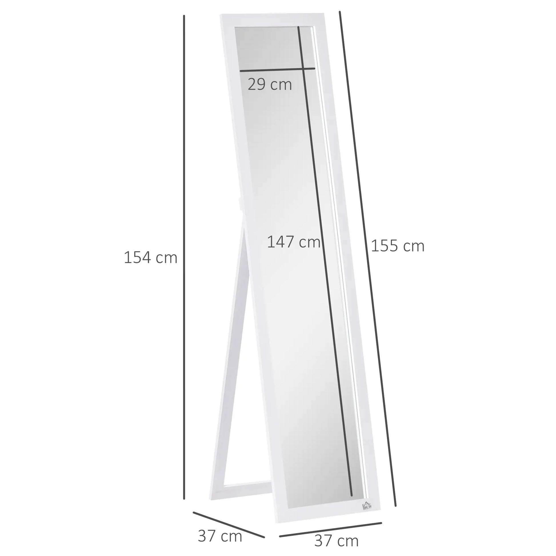 Nancy's Fortezza Staande Spiegel - Kledingspiegel - Wit - ± 35 x 35 x 155 cm