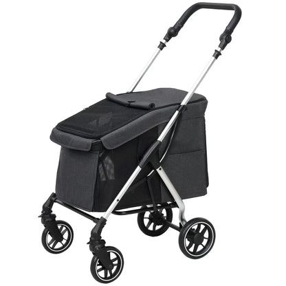 Nancy's Collegno Hondenwagen - Hondenbuggy - Kattenbuggy - Reiswagen voor Huisdieren - Grijs / Zilver