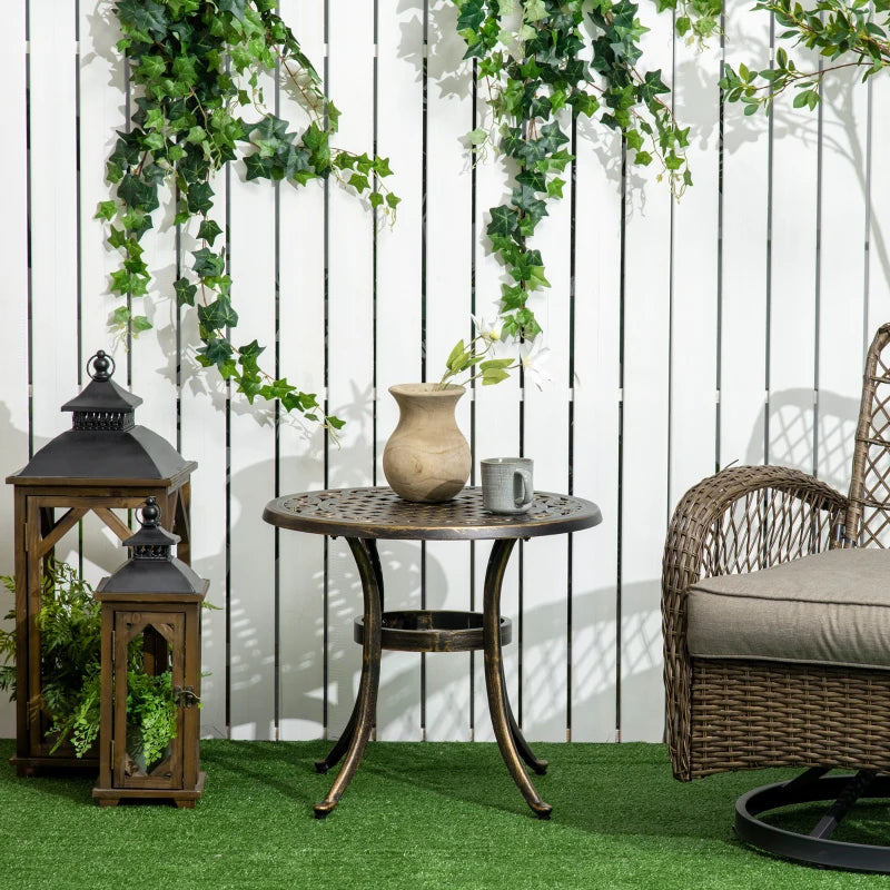 Nancy's Roncobello Balkontafel - Bijzettafel voor buiten - Tuintafeltje - Brons - Aluminium - Ø 60 x 52,5 cm