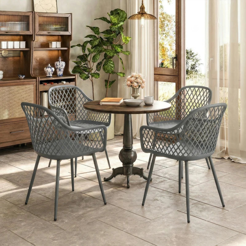 Nancy's Selargius Tuinstoelen - Terrasstoelen - Set van 4 - UV-Bestendig - Donkergrijs - Kunststof