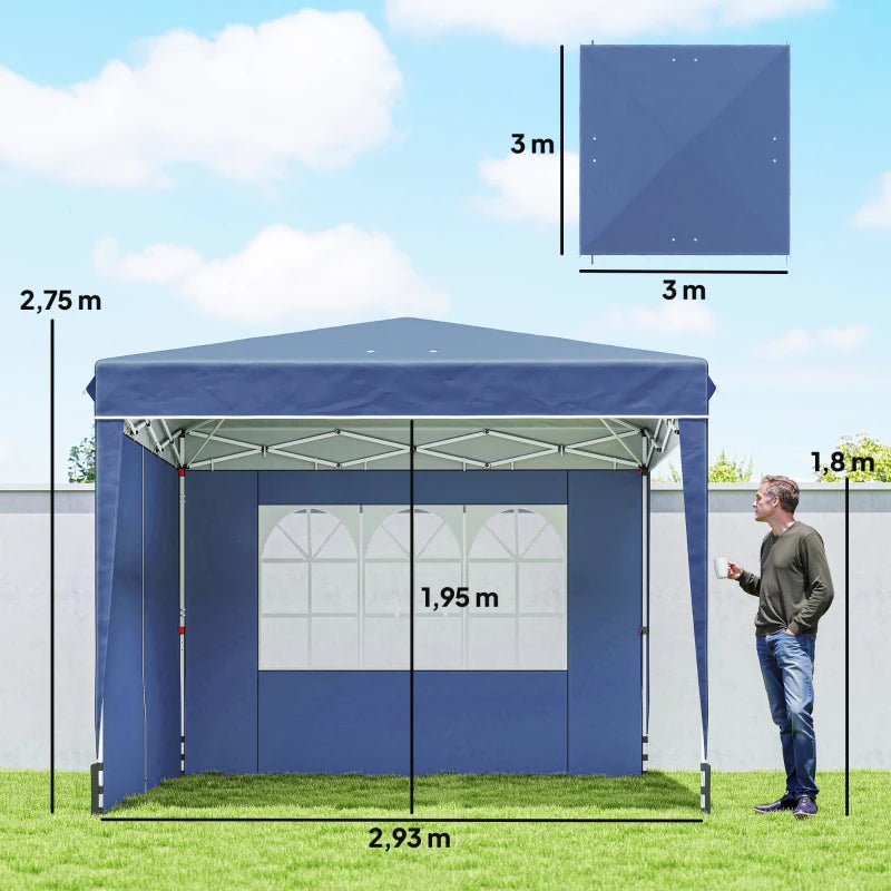 Nancy's Policoro Paviljoen - Party tent - Pop-up ontwerp - Blauw / Wit - 300 x 300 x 275 cm