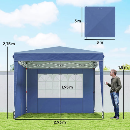 Nancy's Policoro Paviljoen - Party tent - Pop-up ontwerp - Blauw / Wit - 300 x 300 x 275 cm