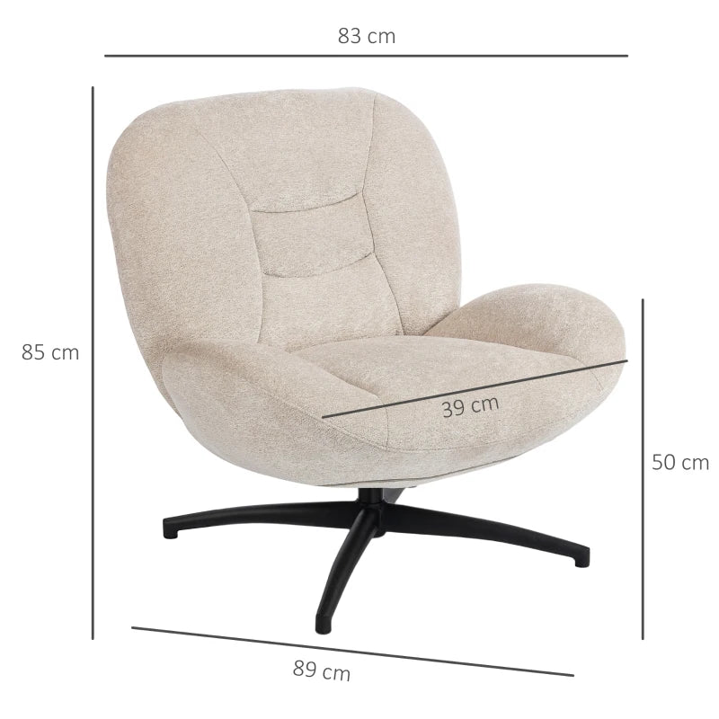 Nancy's Padola Draaifauteuil - Relaxfauteuil - Draaistoel - Crèmewit - Chenille
