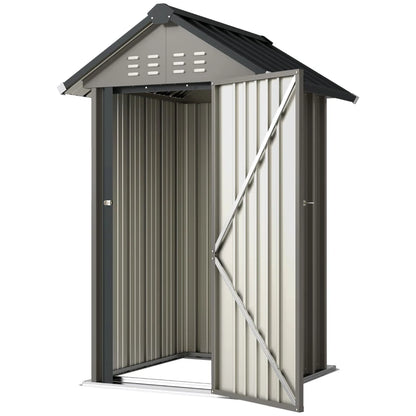 Nancy's Segni Opbergschuur - Gereedschapsschuur - Tuinschuur - Weerbestendig - Grijs - Staal - ± 120 x 120 x 190 cm