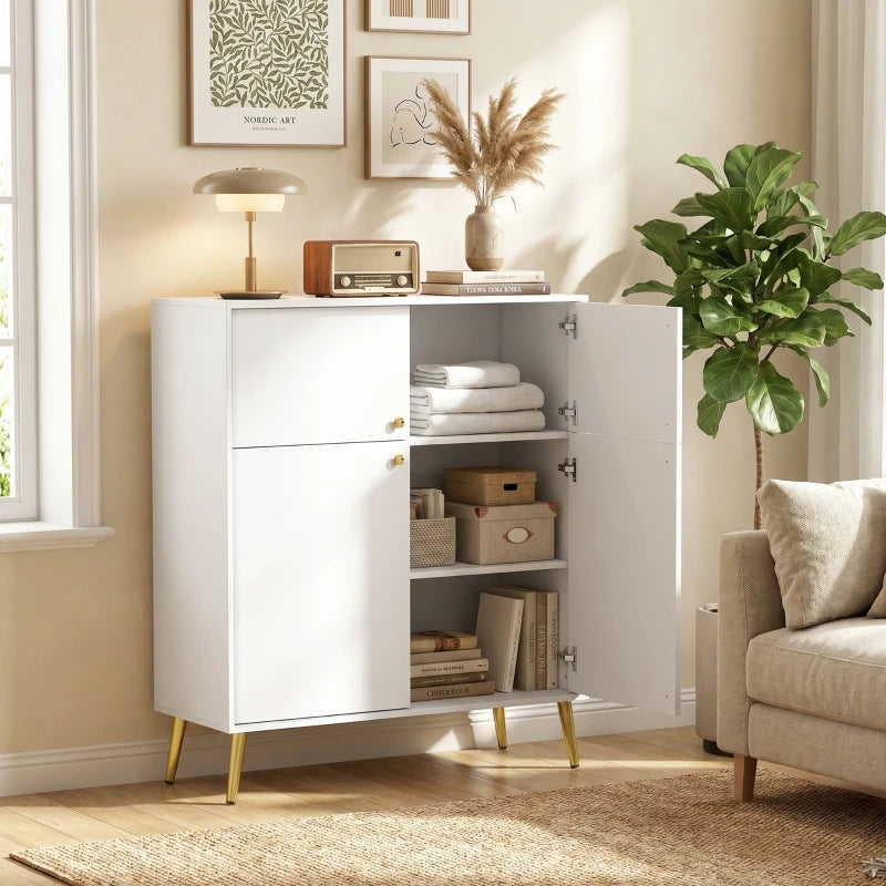 Nancy's Tenno Commode - Dressoir - Opbergkast - Crème / Goud - ± 105 x 40 x 125 cm