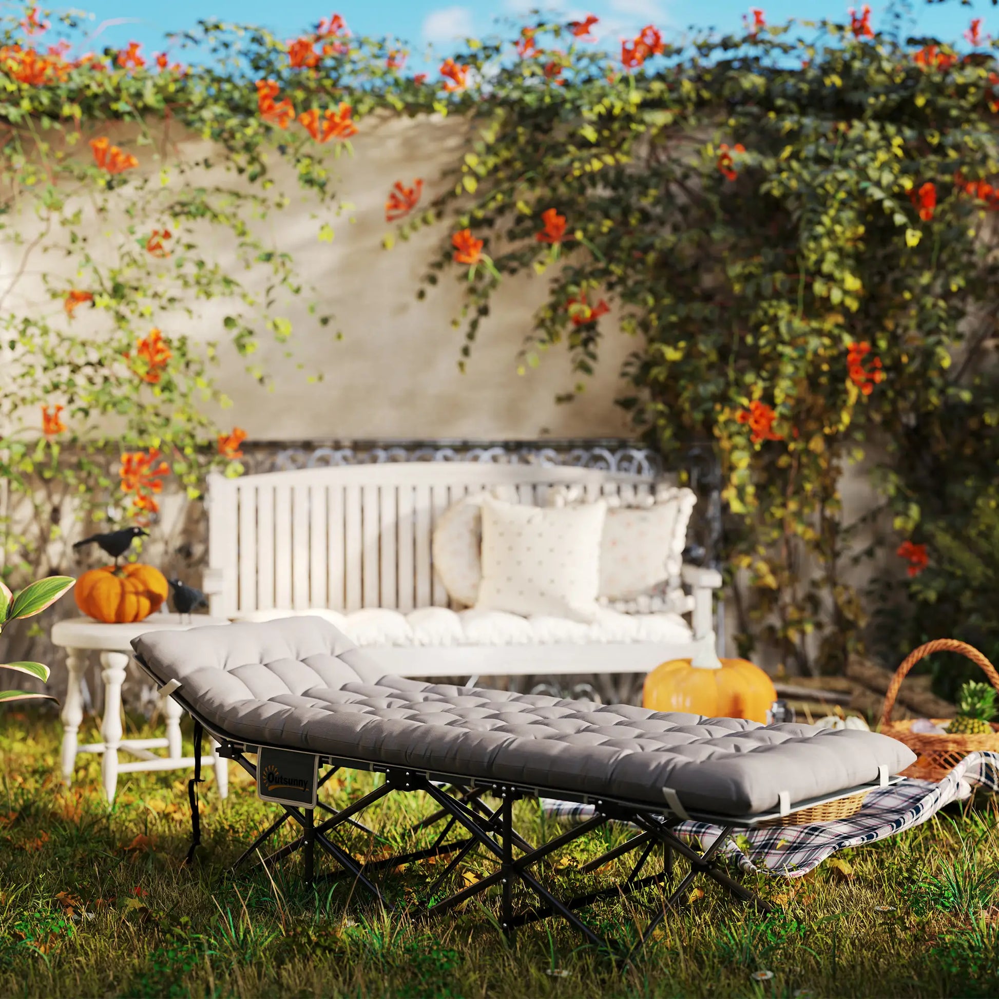 Nancy's Gattinara Stretcher - Campingbed - Veldbed - Grijs - ± 190 x 65 x 35 cm
