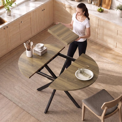 Nancy's Tossicia Eettafel Ovaal - Uitschuifbare eettafel - Tafel ovaal - Bruin / Zwart - MDF / Staal