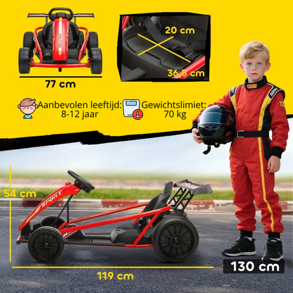 Nancy's Peveragno Elektrische auto voor kinderen - Elektrische skelter - Kinderauto - Elektrische kart - 6-13 km/u - Rood