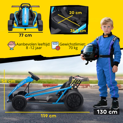 Nancy's Peveragno Elektrische auto voor kinderen - Elektrische skelter - Kinderauto - Elektrische kart - 6-13 km/u - Blauw