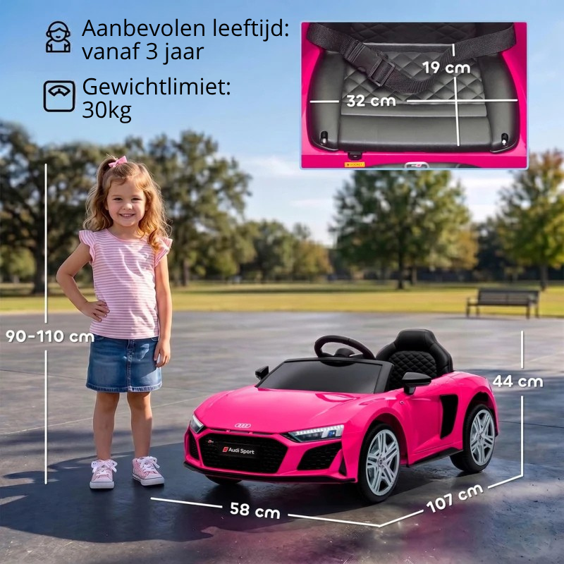 Nancy's Tonara Elektrische auto voor kinderen - Kinderauto - Audi R8 voor Kinderen - Roze