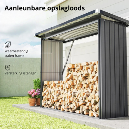 Nancy's Morfasso Haardhout Opslag - Brandhoutopslag - Houtopslag - Haardhoutrek - Grijs - Staal