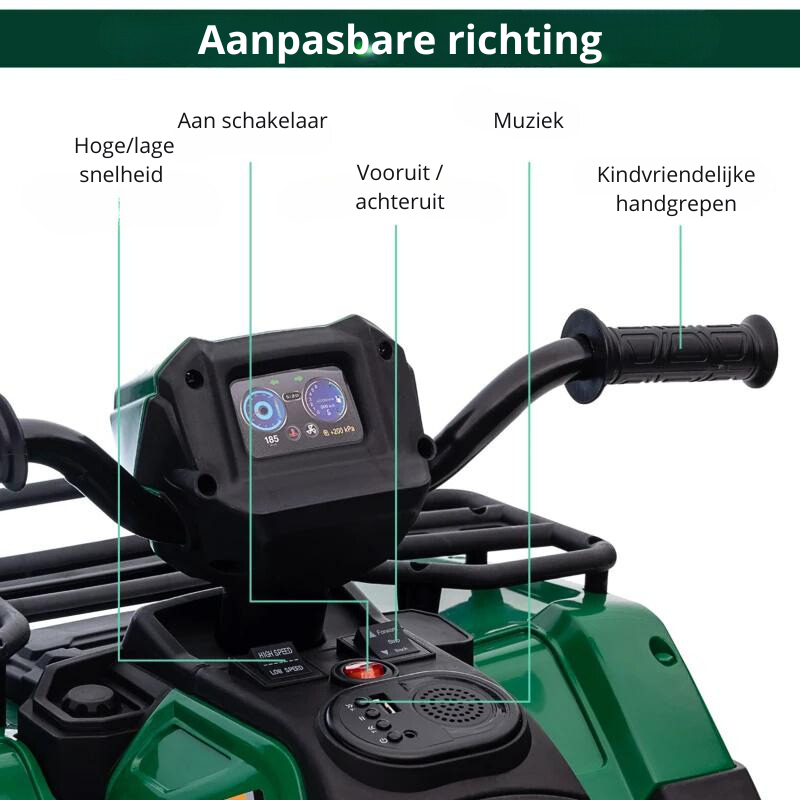 Nancy's Mats Elektrische Quad Voor Kinderen - Kindervoertuig - Kinderquadbike - Muziek / Licht - Groen / Zwart