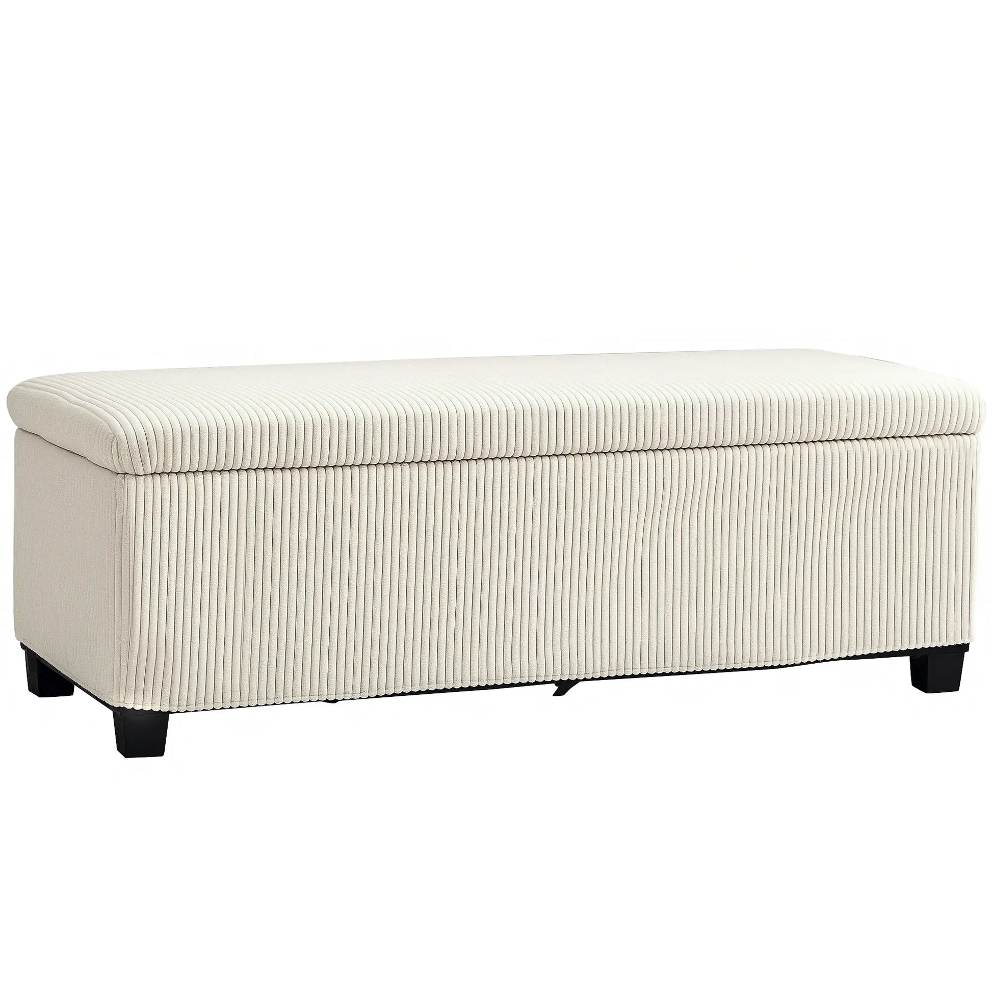 Nancy's Ferrazzano Opbergbank - Poef met opbergruimte - Beige - Ribfluweel - ± 110 x 40 x 40 cm