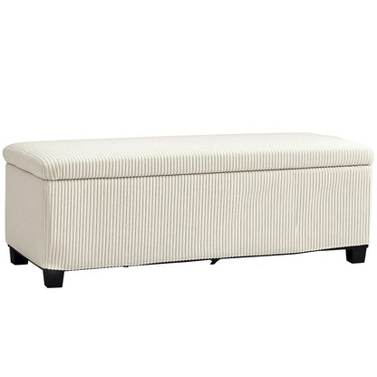 Nancy's Ferrazzano Opbergbank - Poef met opbergruimte - Beige - Ribfluweel - ± 110 x 40 x 40 cm