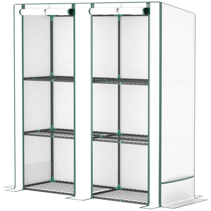 Nancy's Sarzeda Kweekkas - Tuinkas - Plantenkas - Plantenrek - Wit - ± 145 x 50 x 152/142 cm