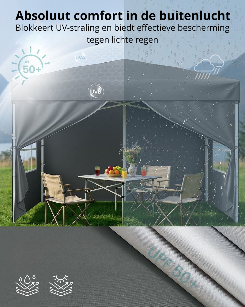 Nancy's Rubiana Partytent - Tuintent - Zonwering - Opvouwbaar - Grijs - 300 x 300 x 260 cm