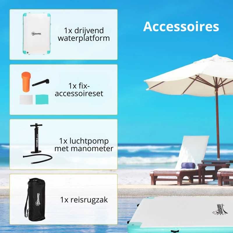 Nancy's Putignano Luchtbed - Zwemeiland - Watermatras - Antislip - ± 305 x 205 x 15 cm