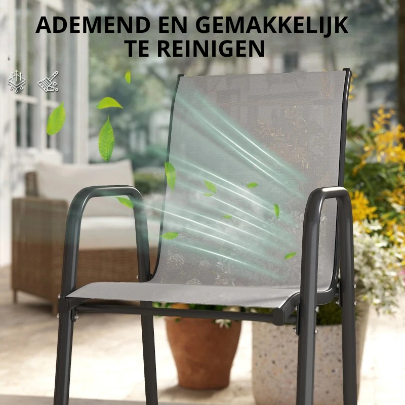 Nancy's Regalbuto Tuinstoelen - Balkonstoelen - Terrasstoelen - Set van 4 - Grijs